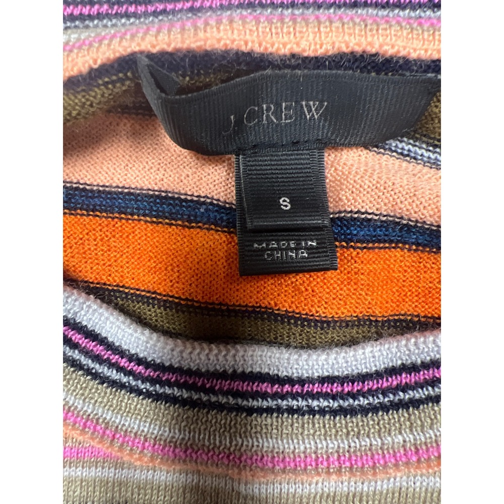 J.Crew Sweater S Multicolor Striped Crewneck Knit Pullover Preppy Chic - Picture 2 of 3